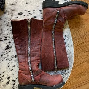 Fluevog 45 Bond Gurl Boots US Size 6.5 Red